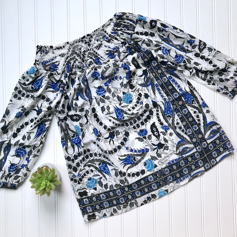 Off the Shoulder floral print chiffon top - Picture 3 of 6